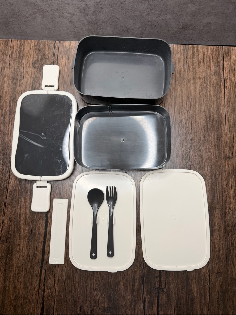 IKEA FLOTTIG Lunch Storage Container Bento Box Black & Cream Complete